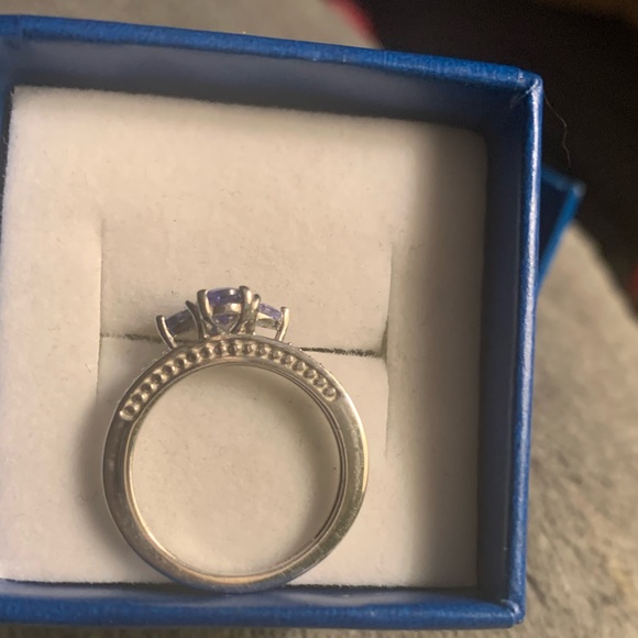 Genuine oval & trillion cut tanzanite zircon ring - Picture 6 of 14